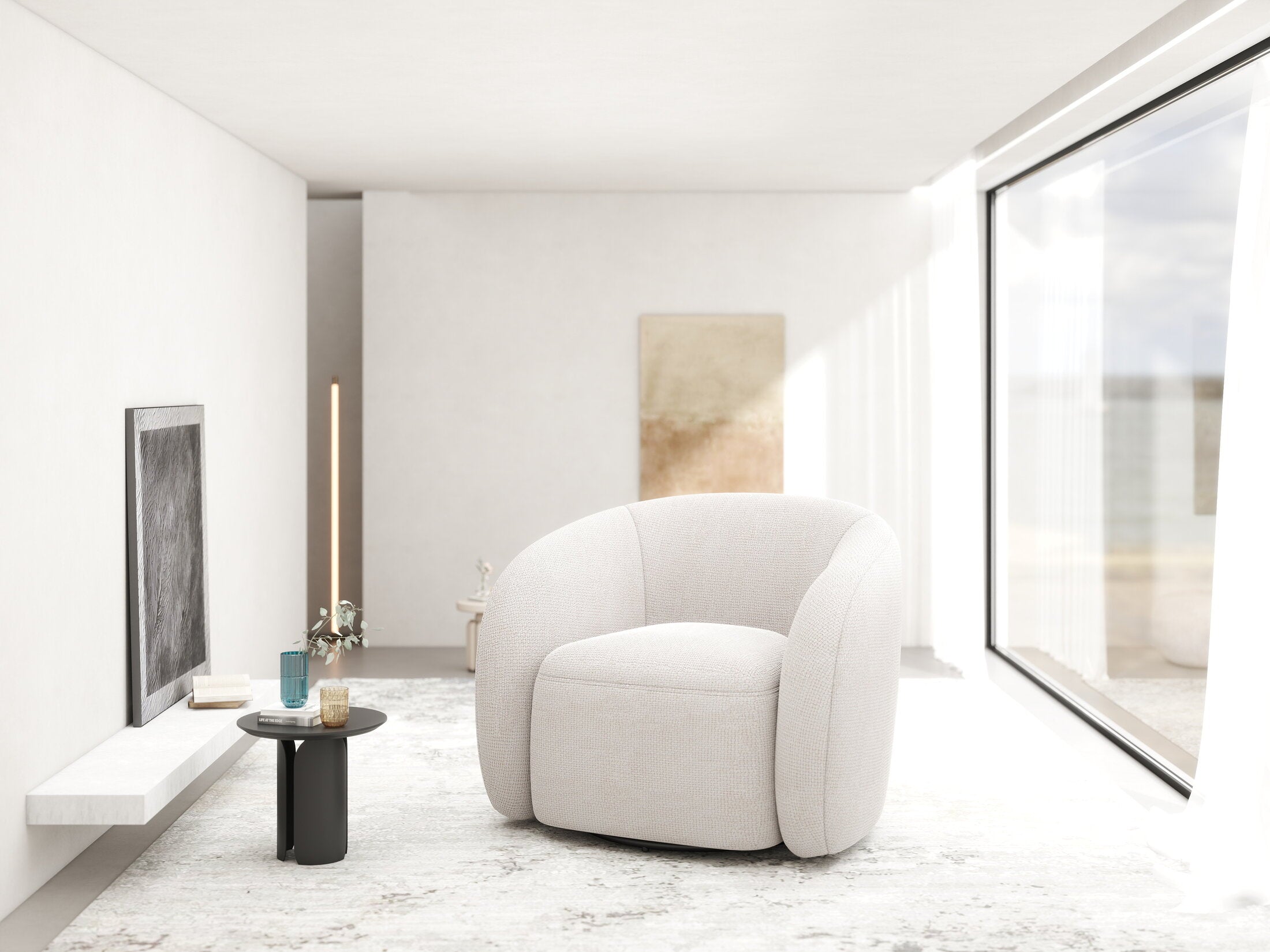 Fotoliu dumonde tapitat Bej modern Novar 77x72cm