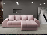 Colțar extensibil dumonde cu ladă de depozitare si sezut confortabil din spuma HR, Verona Enjoy Roz II 290x185 cm Fabrica