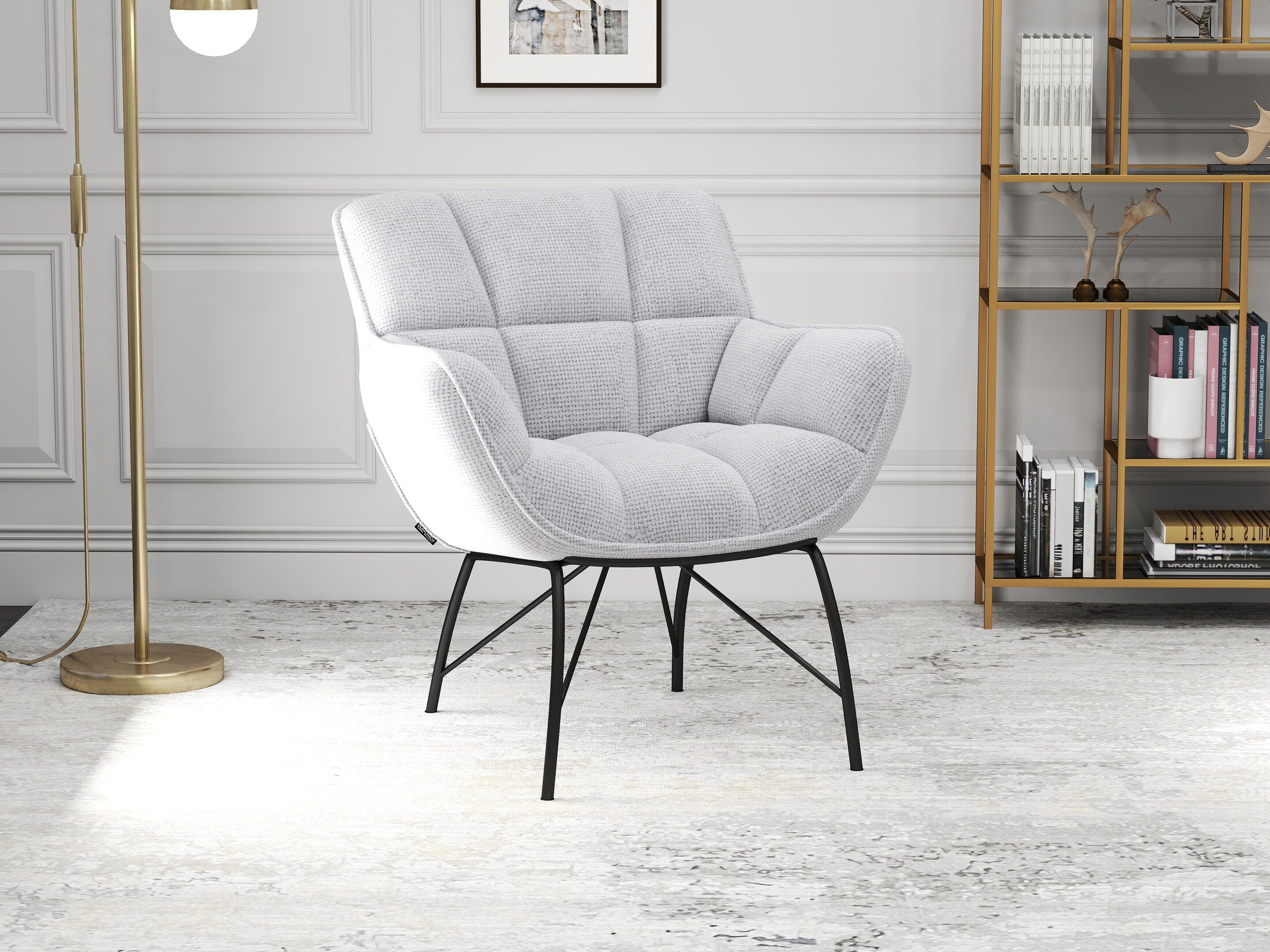 Fotoliu dumonde tapitat Gri modern Sienna 72x79cm