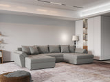 Colțar extensibil dumonde cu ladă de depozitare si sezut confortabil din spuma HR, Loana Royal Gri U 355x185 cm Fabrica