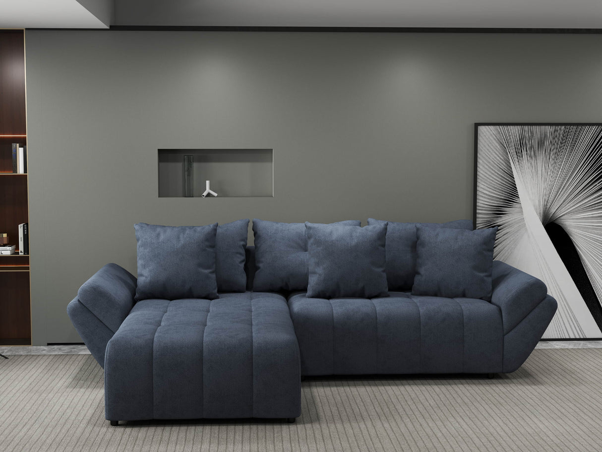 Colțar extensibil dumonde cu ladă de depozitare si sezut confortabil din spuma HR, Berlin Grey 280x185 cm Fabrica