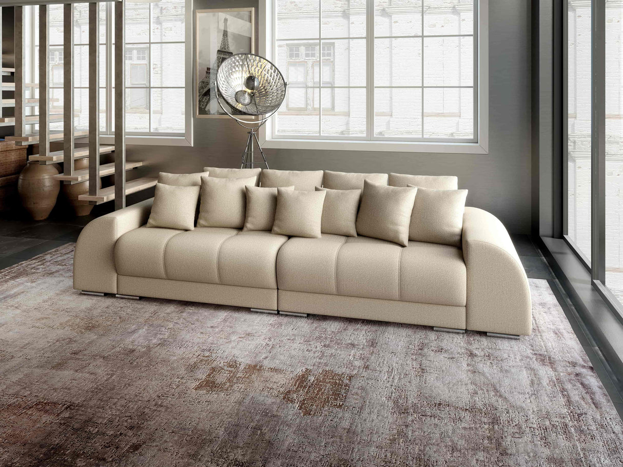 Canapea extensibilă dumonde cu 2 lăzi de depozitare si sezut confortabil din spuma HR, Big Sofa Verona Enjoy Lux 02 Beige 310x100 cm Fabrica