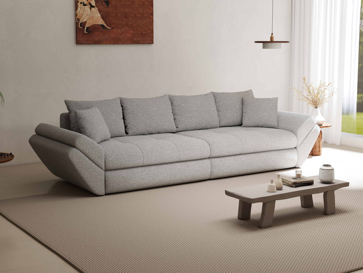 Canapea extensibilă dumonde cu ladă de depozitare si sezut confortabil din spuma HR, Loana Euphoria Gri 300x100 cm Fabrica