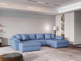 Colțar extensibil  dumonde cu ladă de depozitare si sezut confortabil din spuma HR, Loana Blue U 355x185 cm Fabrica