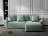 Colțar extensibil dumonde cu ladă de depozitare si sezut confortabil din spuma HR, Berlin Ambience Verde Mint 280x185 cm II Fabrica