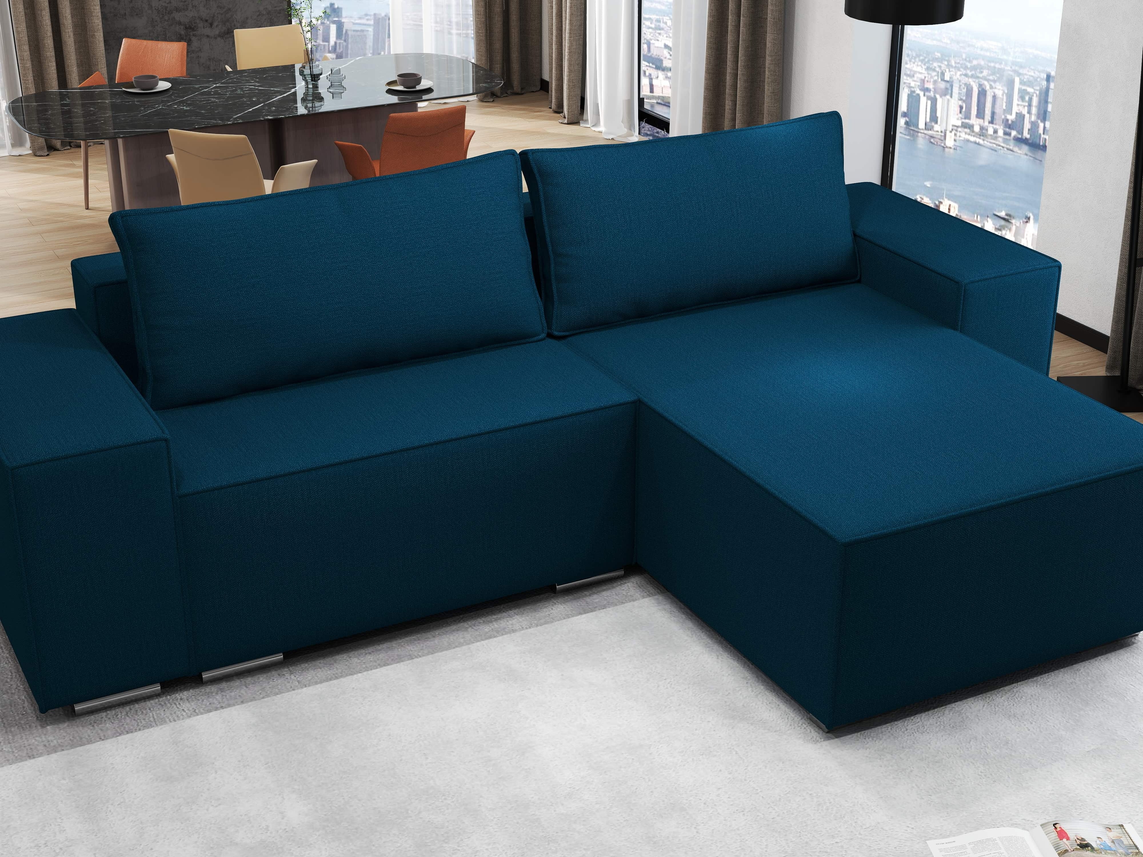 Colțar extensibil dumonde cu ladă de depozitare si sezut confortabil din spuma HR, Dream Enjoy Petrol 290x185 cm II Fabrica