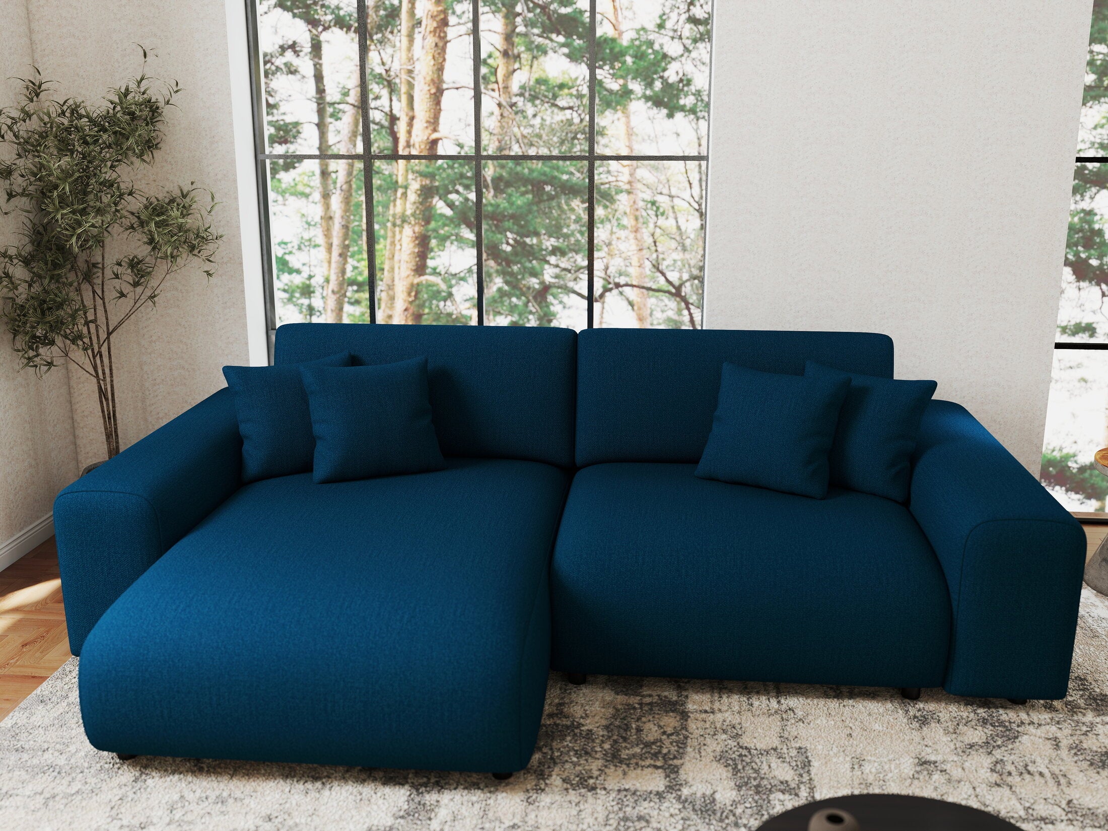 Colțar extensibil dumonde cu ladă de depozitare si sezut confortabil din spuma HR, Sarina Enjoy Verde Petrol 255x168 cm