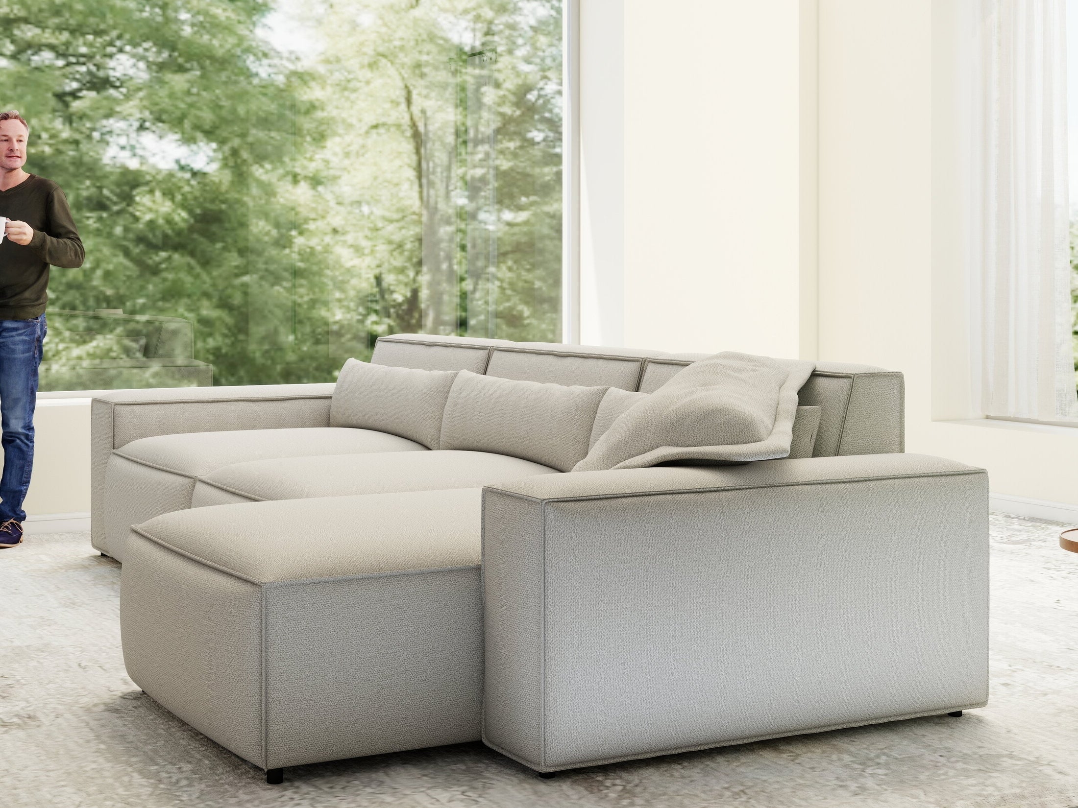 Colțar dumonde cu sezut confortabil din spuma HR, Marvelo XL Enjoy Bej 366x175 cm II