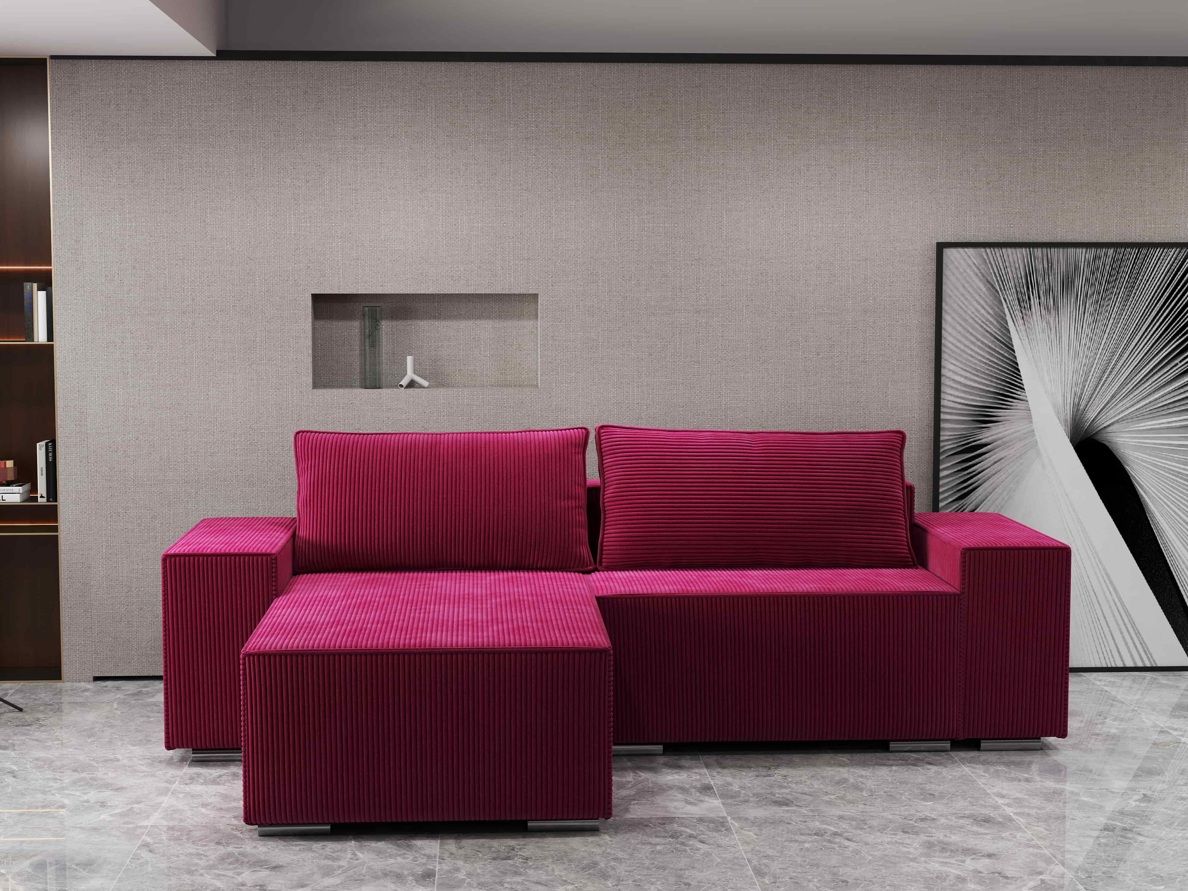 Colțar extensibil dumonde cu ladă de depozitare si sezut confortabil din spuma HR, Dream Zoom Rosu 290x185 cm Fabrica