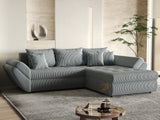 Colțar extensibil dumonde cu ladă de depozitare si sezut confortabil din spuma HR, Loana GREY Zoom II 270x185 cm Fabrica