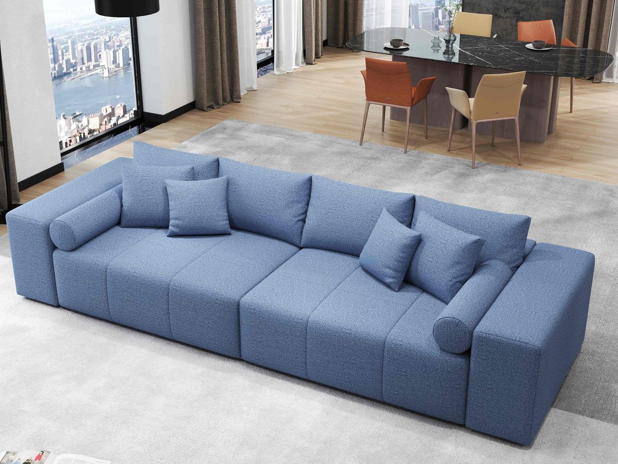 Canapea extensibilă dumonde cu ladă de depozitare si sezut confortabil din spuma HR, Marbela Enjoy Lux Blue XXL 295x100 cm fabrica