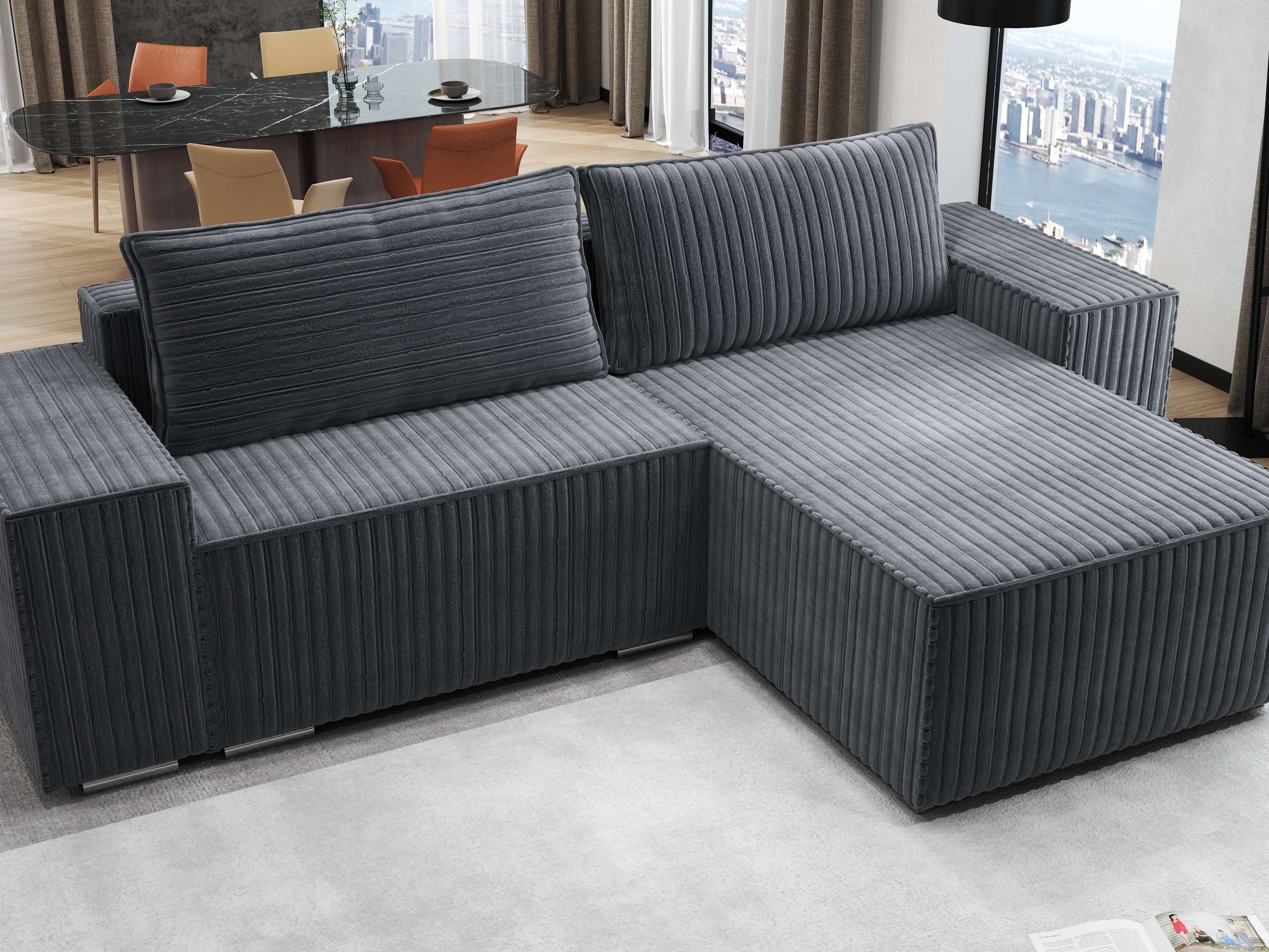 Colțar extensibil dumonde cu ladă de depozitare si sezut confortabil din spuma HR, Dream Ambience Gri 290x185 cm II Fabrica