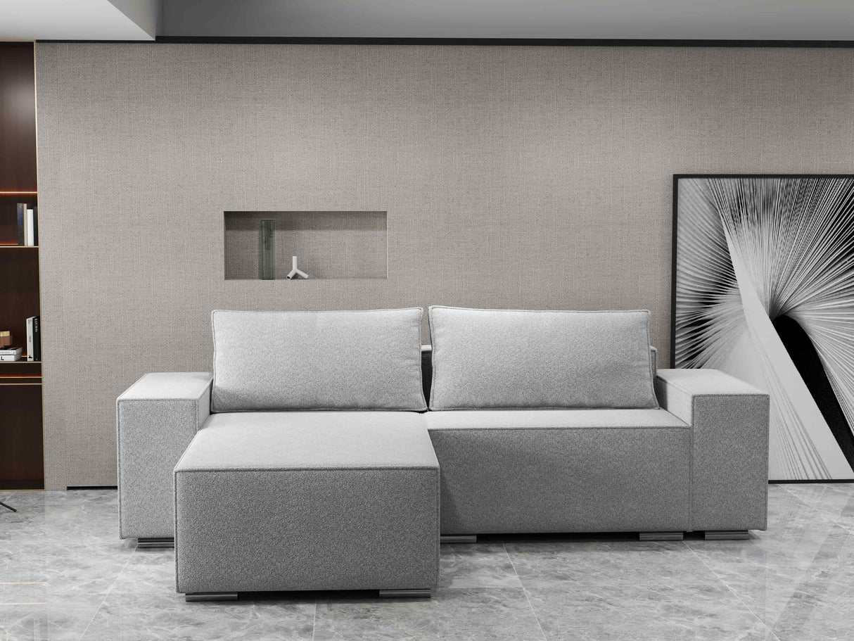 Colțar extensibil dumonde cu ladă de depozitare si sezut confortabil din spuma HR, Dream Euphoria Gri 290x185 cm Fabrica
