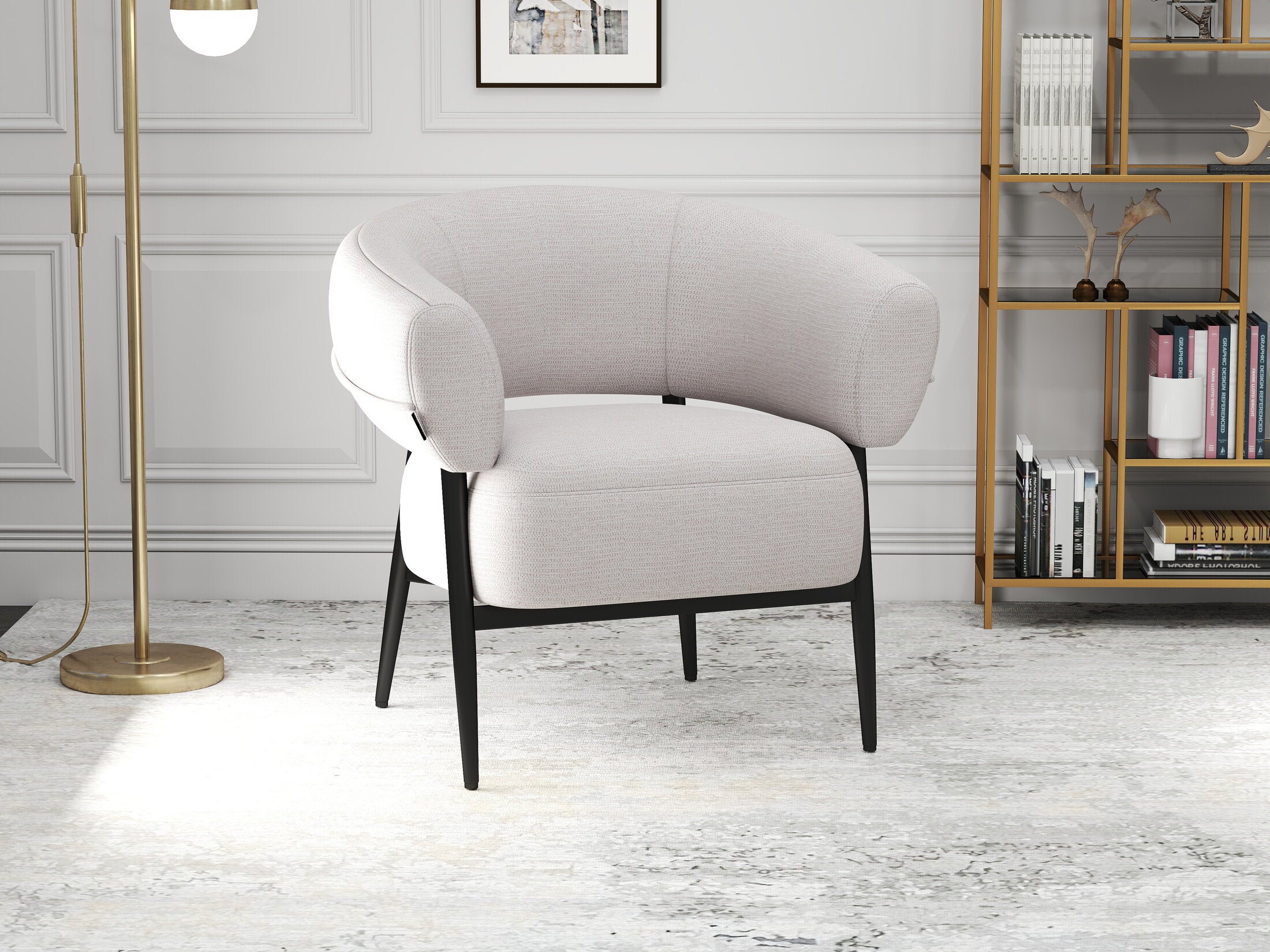 Fotoliu dumonde tapitat Alb modern Elysia 71x81cm