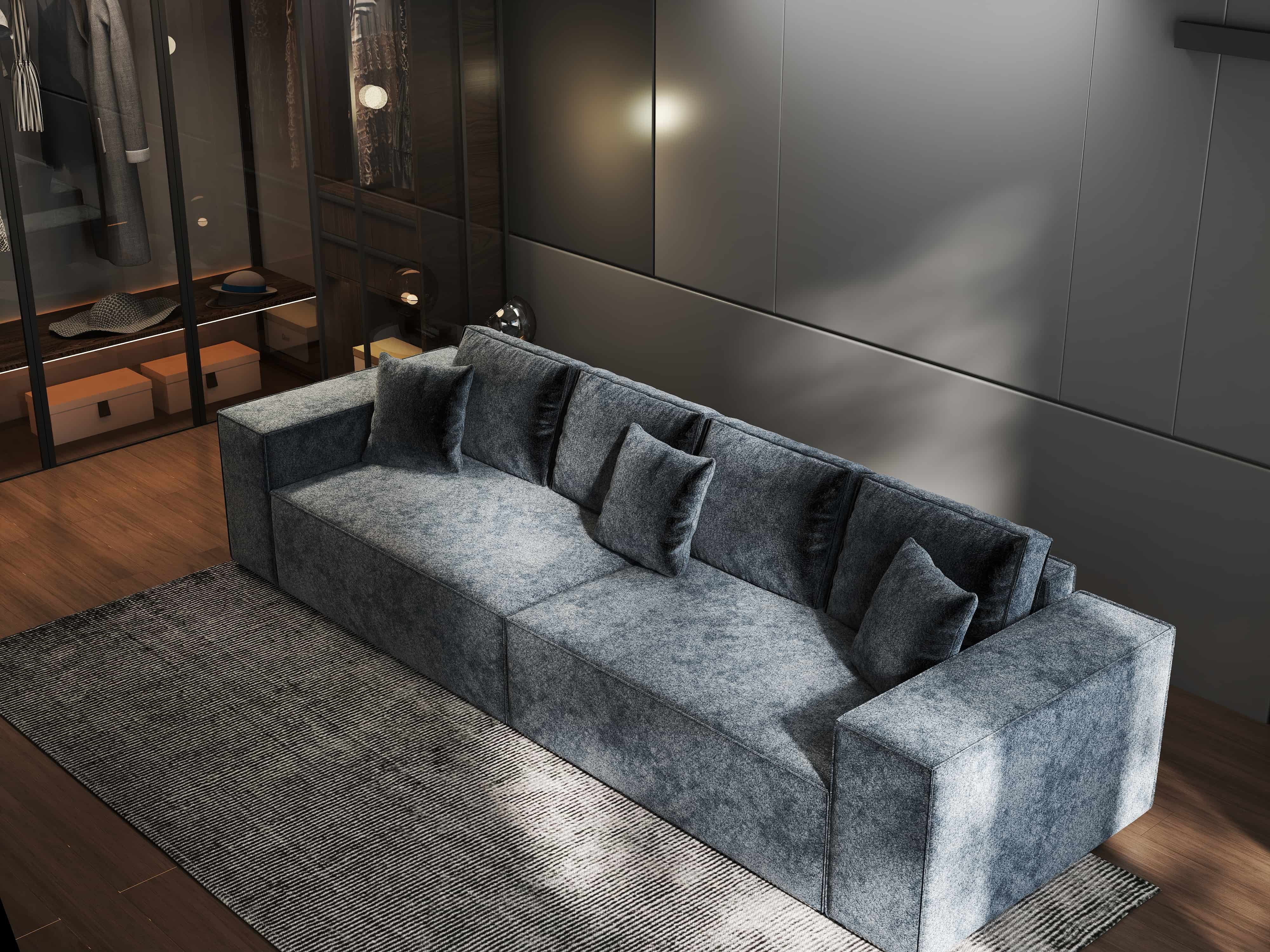 Canapea extensibilă dumonde cu ladă de depozitare si sezut confortabil din spuma HR, Dream Euphoria Grafit 310x100 cm Fabrica