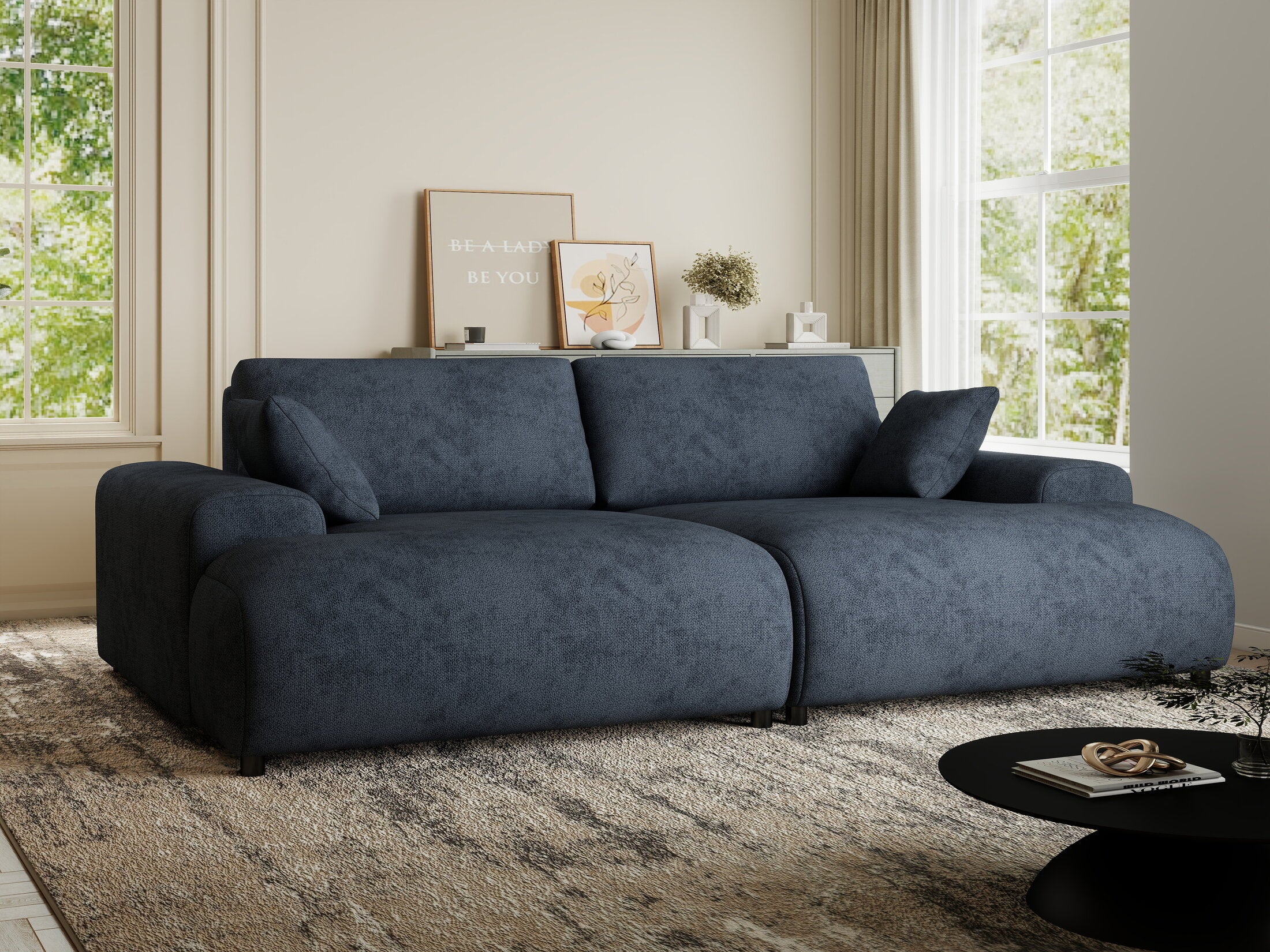 Canapea dumonde cu sezut confortabil din spuma HR, Hudson Enjoy Antracit 237x144 cm