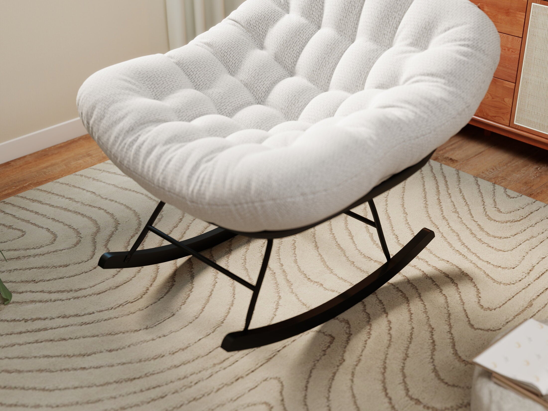 Fotoliu dumonde tapitat Alb modern Taviro 77x83cm