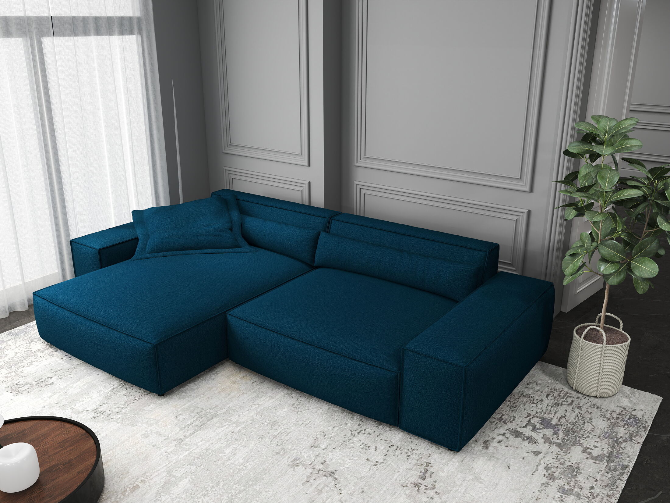 Colțar dumonde cu șezut confortabil din spumă HR, Marvelo Enjoy Verde Petrol 264x175 cm