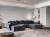 Colțar extensibil dumonde cu ladă de depozitare si sezut confortabil din spuma HR, Loana U Gray Euphoria 355x185 cm Fabrica