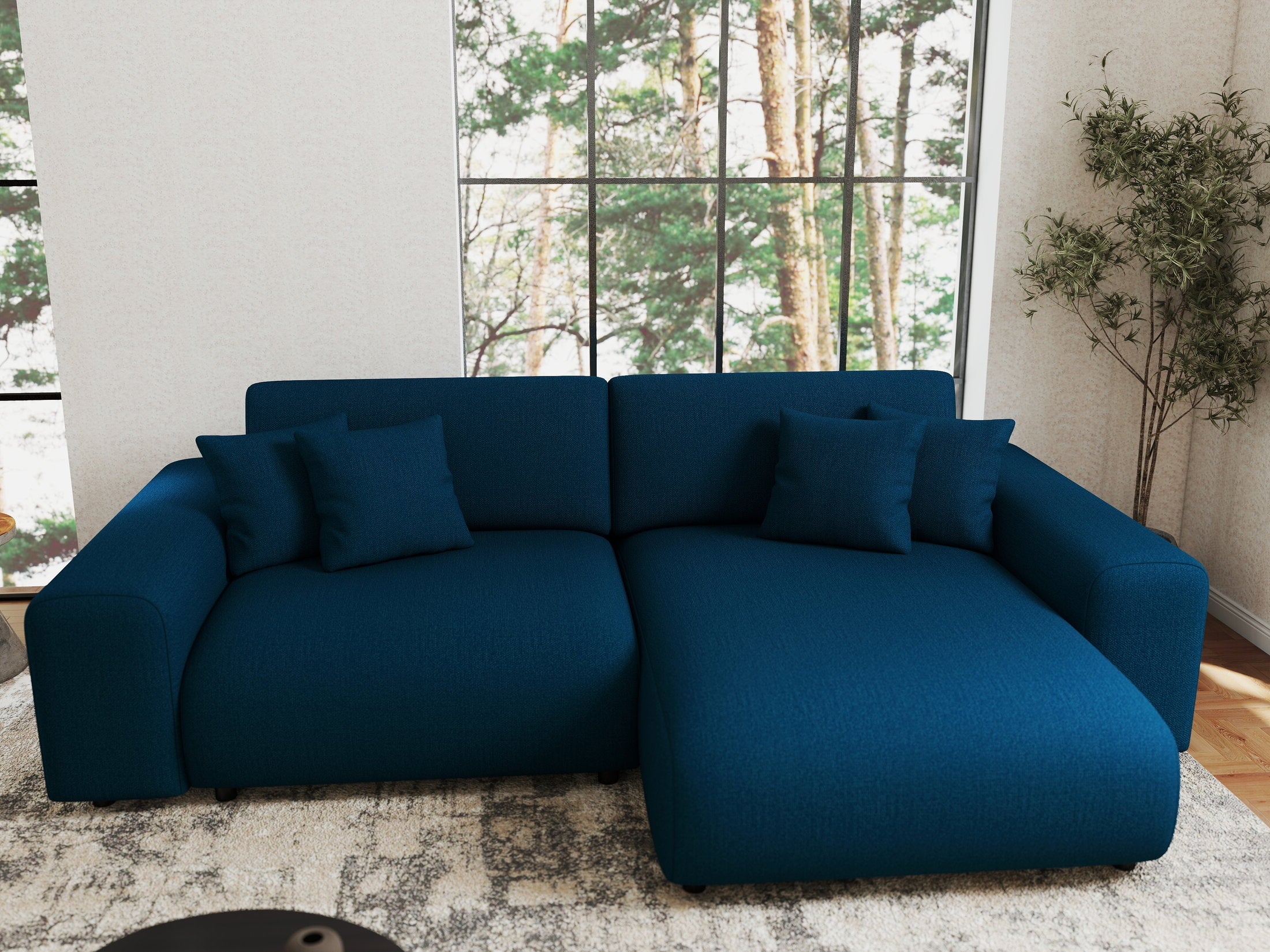 Colțar extensibil dumonde cu ladă de depozitare si sezut confortabil din spuma HR, Sarina Enjoy Verde Petrol 255x168 cm II