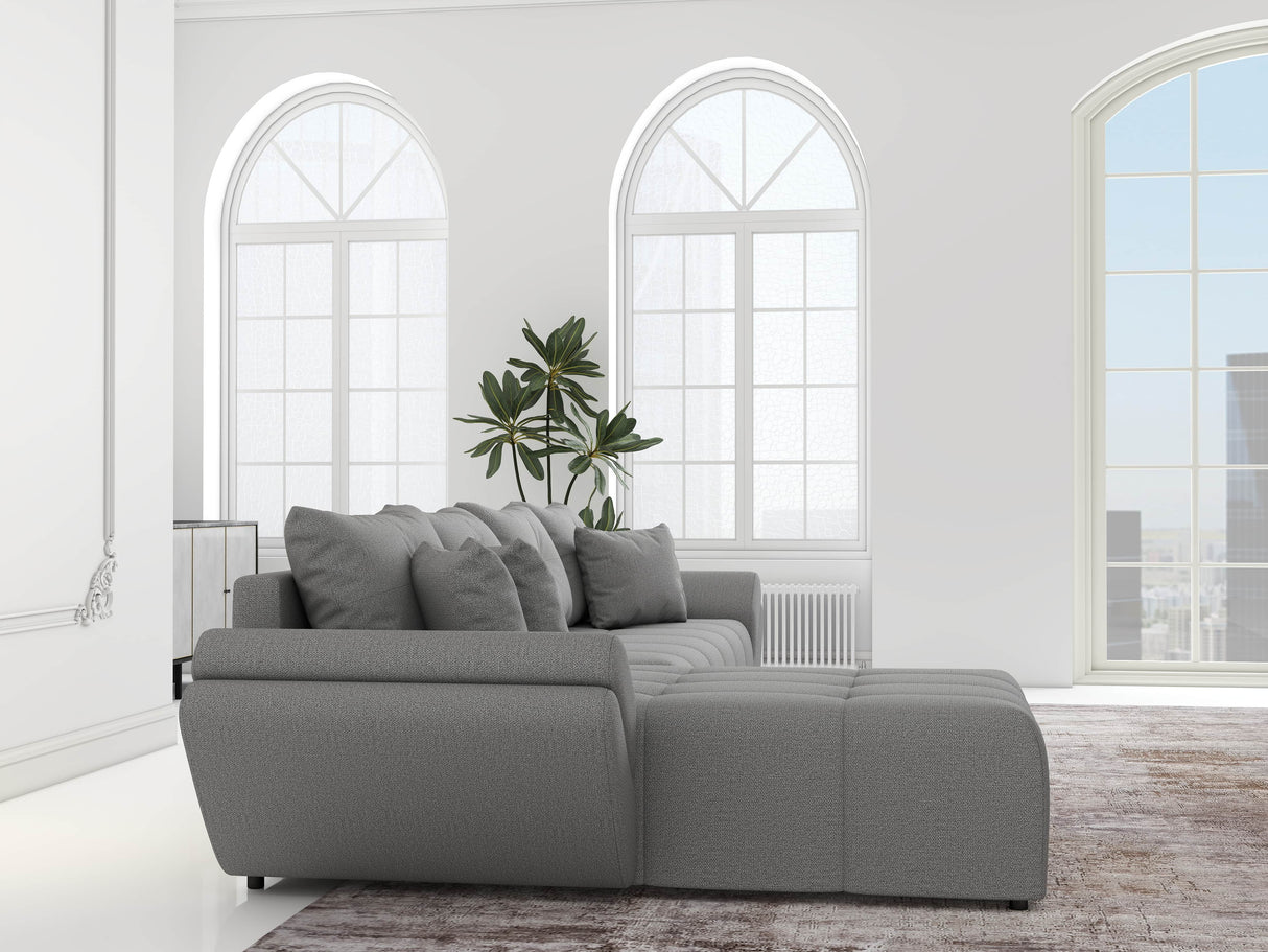 Colțar extensibil dumonde cu ladă de depozitare si sezut confortabil din spuma HR, Berlin XL Enjoy Lux Grey 350x185 cm Fabrica