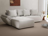 Colțar extensibil dumonde cu ladă de depozitare si sezut confortabil din spuma HR, Berlin Zoom Pearl 280x185 cm Fabrica