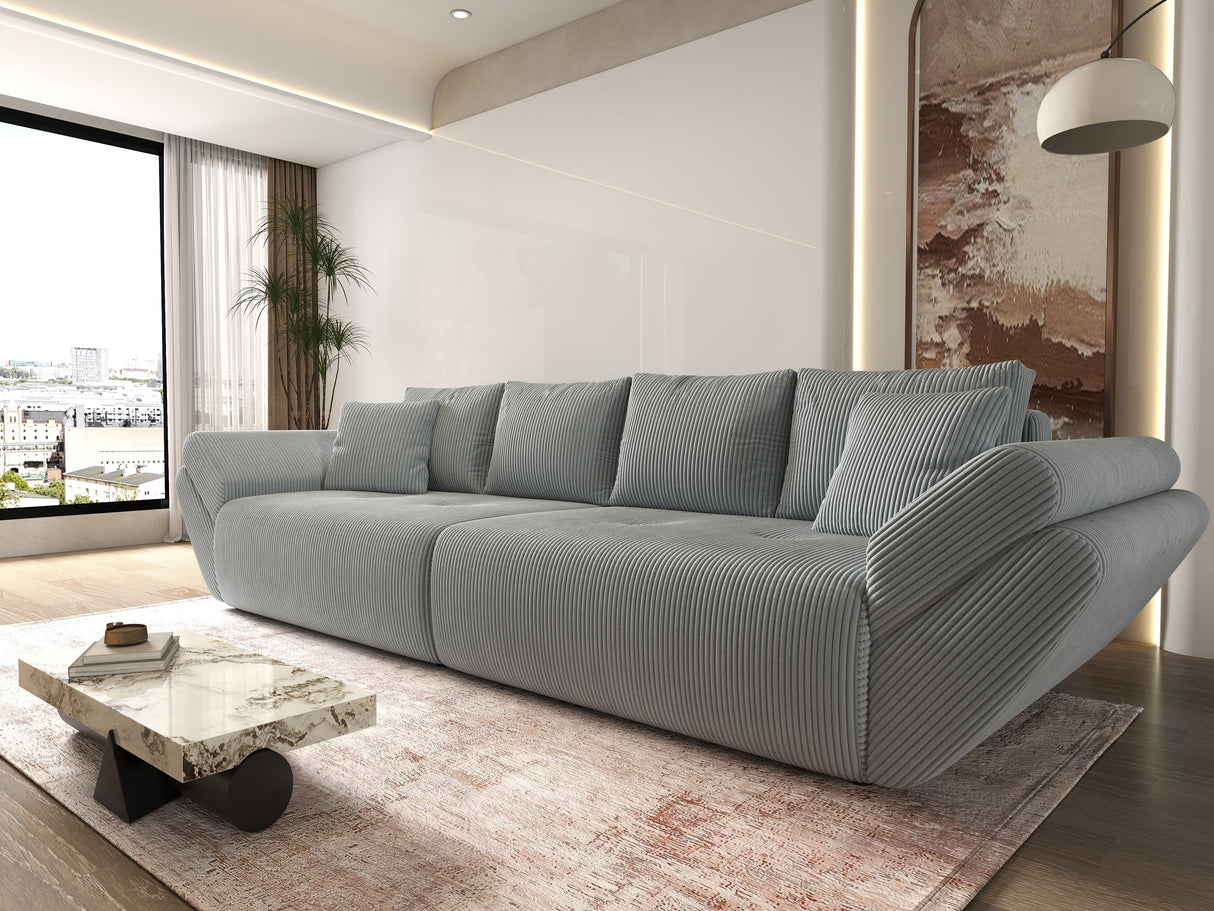 Canapea extensibilă dumonde cu ladă de depozitare si sezut confortabil din spuma HR, Berlin Zoom Mint 300x100 cm Fabrica