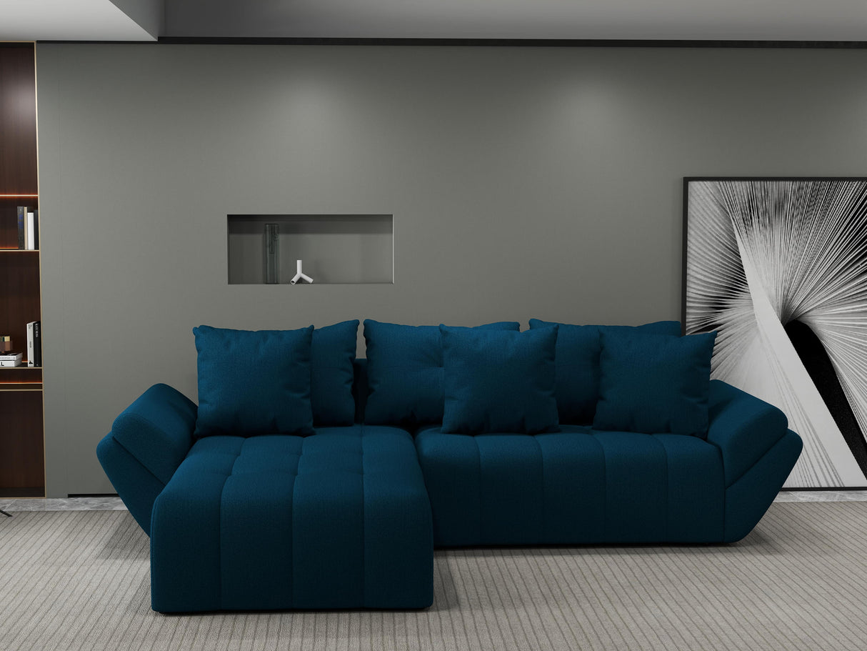 Colțar extensibil dumonde cu ladă de depozitare si sezut confortabil din spuma HR, Berlin Enjoy Verde Petrol 280x185 cm Fabrica