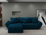 Colțar extensibil dumonde cu ladă de depozitare si sezut confortabil din spuma HR, Berlin Enjoy Verde Petrol 280x185 cm Fabrica