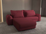 Colțar extensibil dumonde cu ladă de depozitare si sezut confortabil din spuma HR, Denver Enjoy Rosu 275x185 cm Fabrica