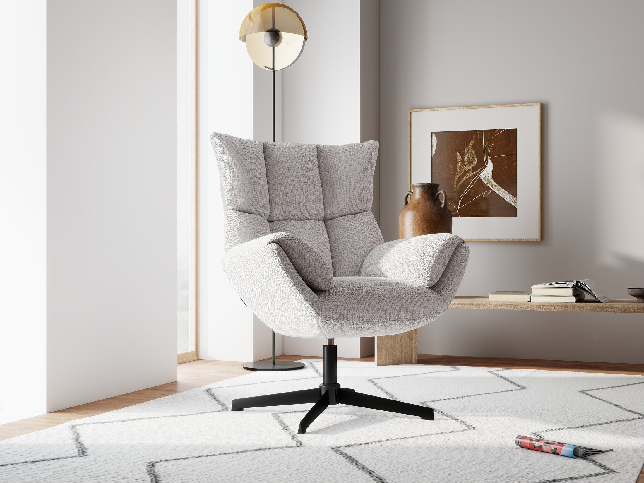 Fotoliu dumonde tapitat Bej modern Belmira 73x77cm