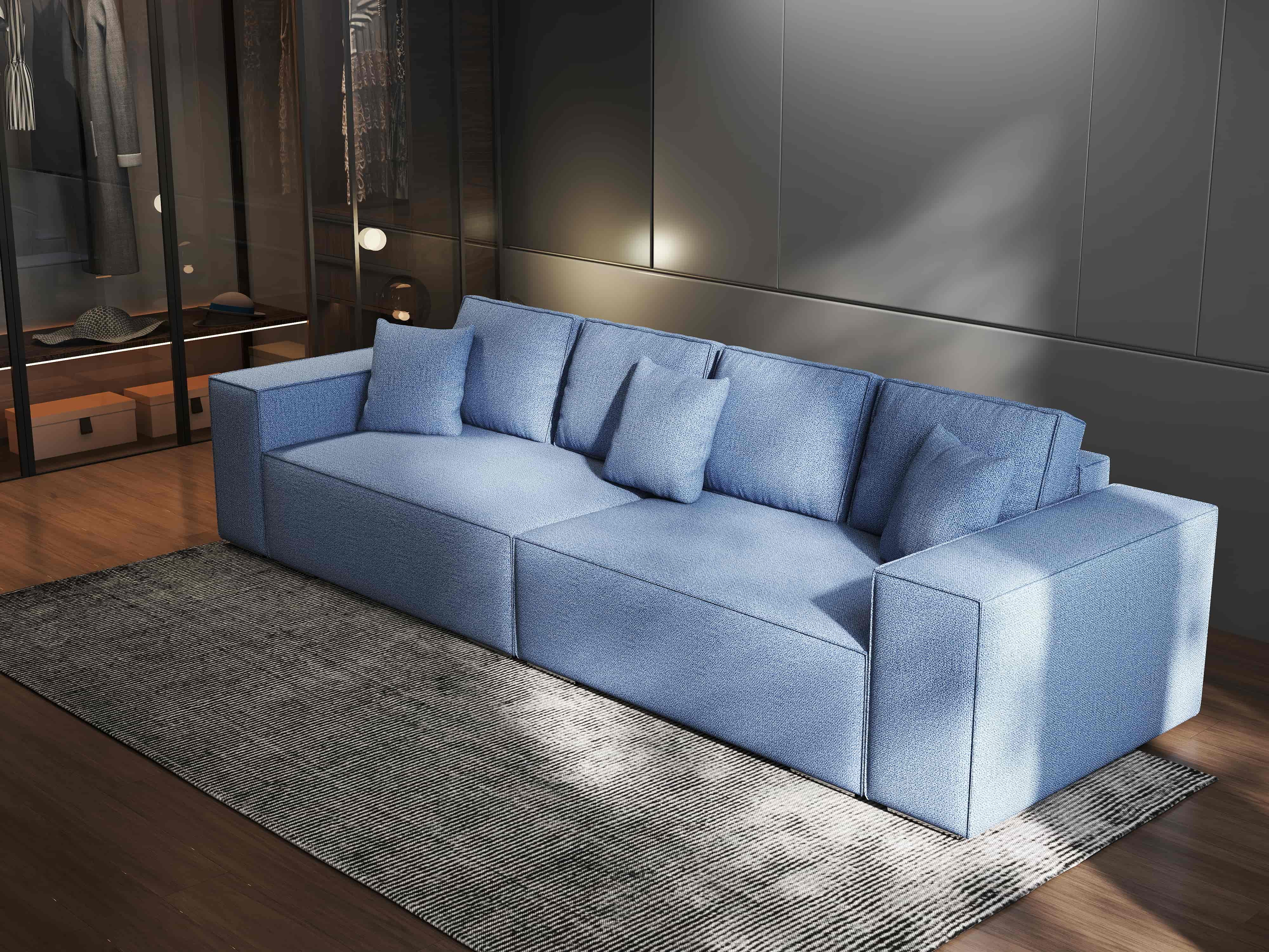 Canapea extensibilă dumonde cu ladă de depozitare si sezut confortabil din spuma HR, Dream Enjoy Blue 310x100 cm Fabrica
