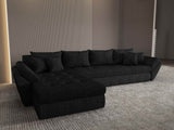 Colțar extensibil dumonde cu ladă de depozitare si sezut confortabil din spuma HR, Loana XL Enjoy Negru 335x185 cm Fabrica