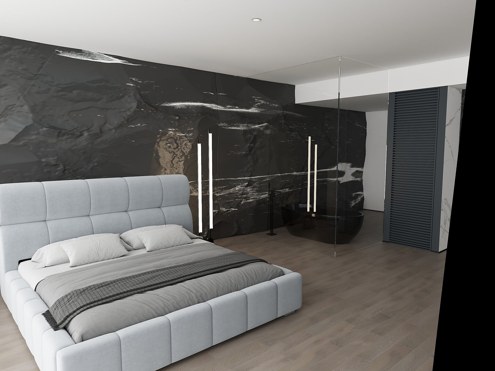 Pat dormitor dumonde, tapitat gri, Prestige 160x200 cm, somiera rabatabila inclusa, spatiu depozitare