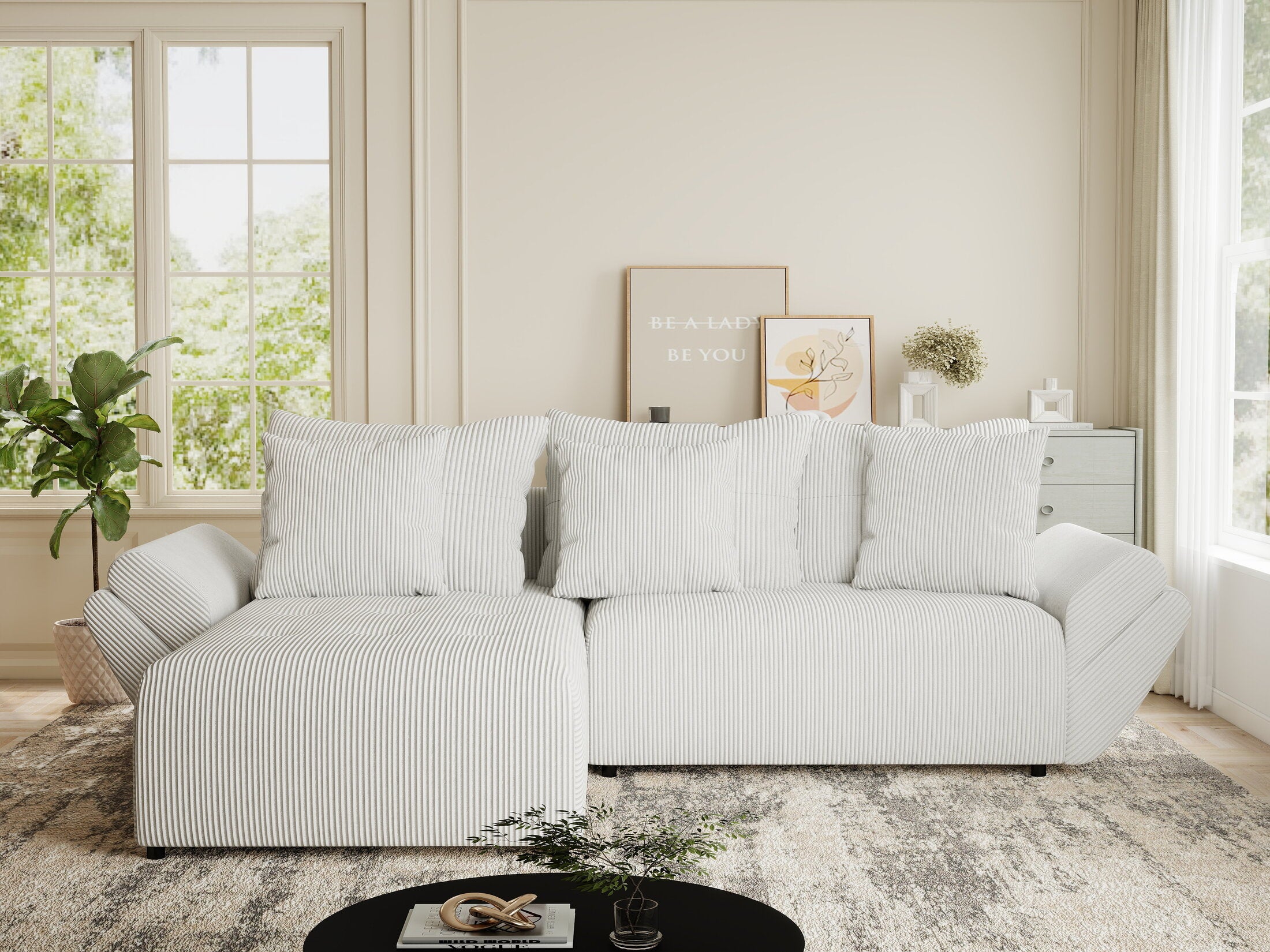 Colțar extensibil dumonde cu ladă de depozitare si sezut confortabil din spuma HR, Berlin Zoom Gri 280x185 cm