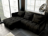 Colțar extensibil dumonde cu ladă de depozitare si sezut confortabil din spuma HR, Malta Black 235x185 cm