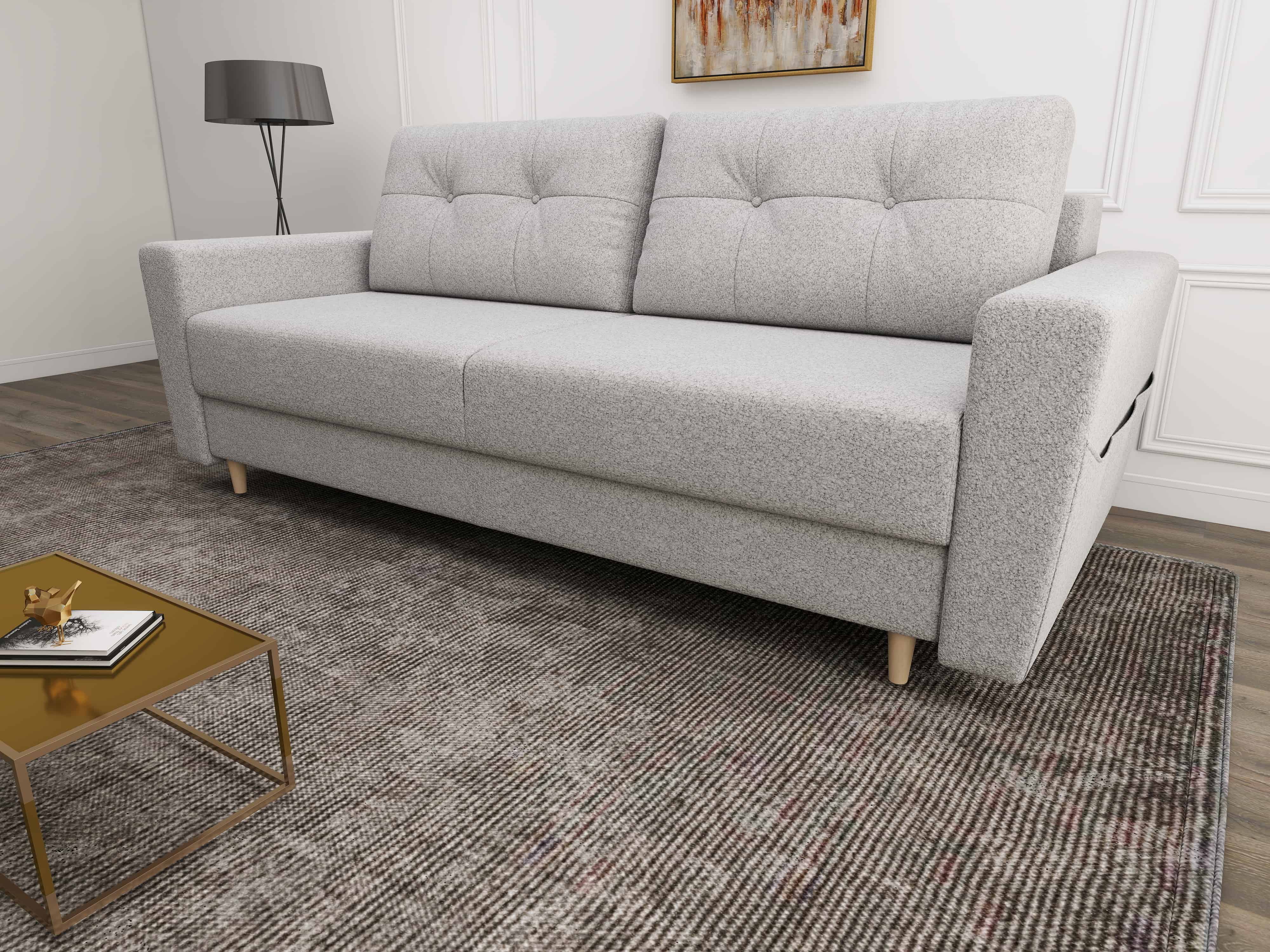 Canapea extensibilă dumonde cu ladă de depozitare si sezut confortabil din spuma HR, Summer Euphoria Gri 225x100 cm