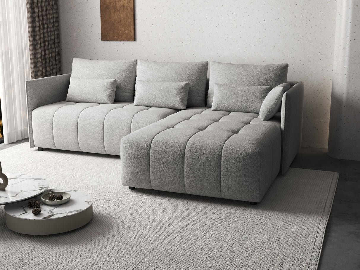 Colțar extensibil dumonde cu ladă de depozitare si sezut confortabil din spuma HR, Malta Euphoria Grey 235x185 cm