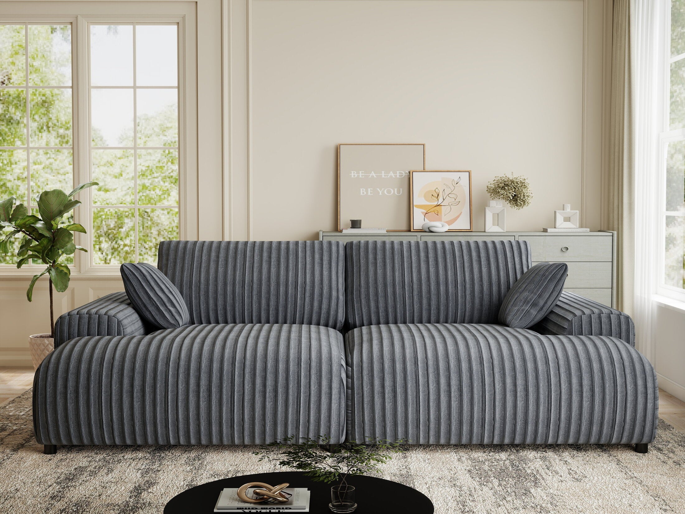 Canapea dumonde cu sezut confortabil din spuma HR, Hudson Ambience Gri 237x144 cm