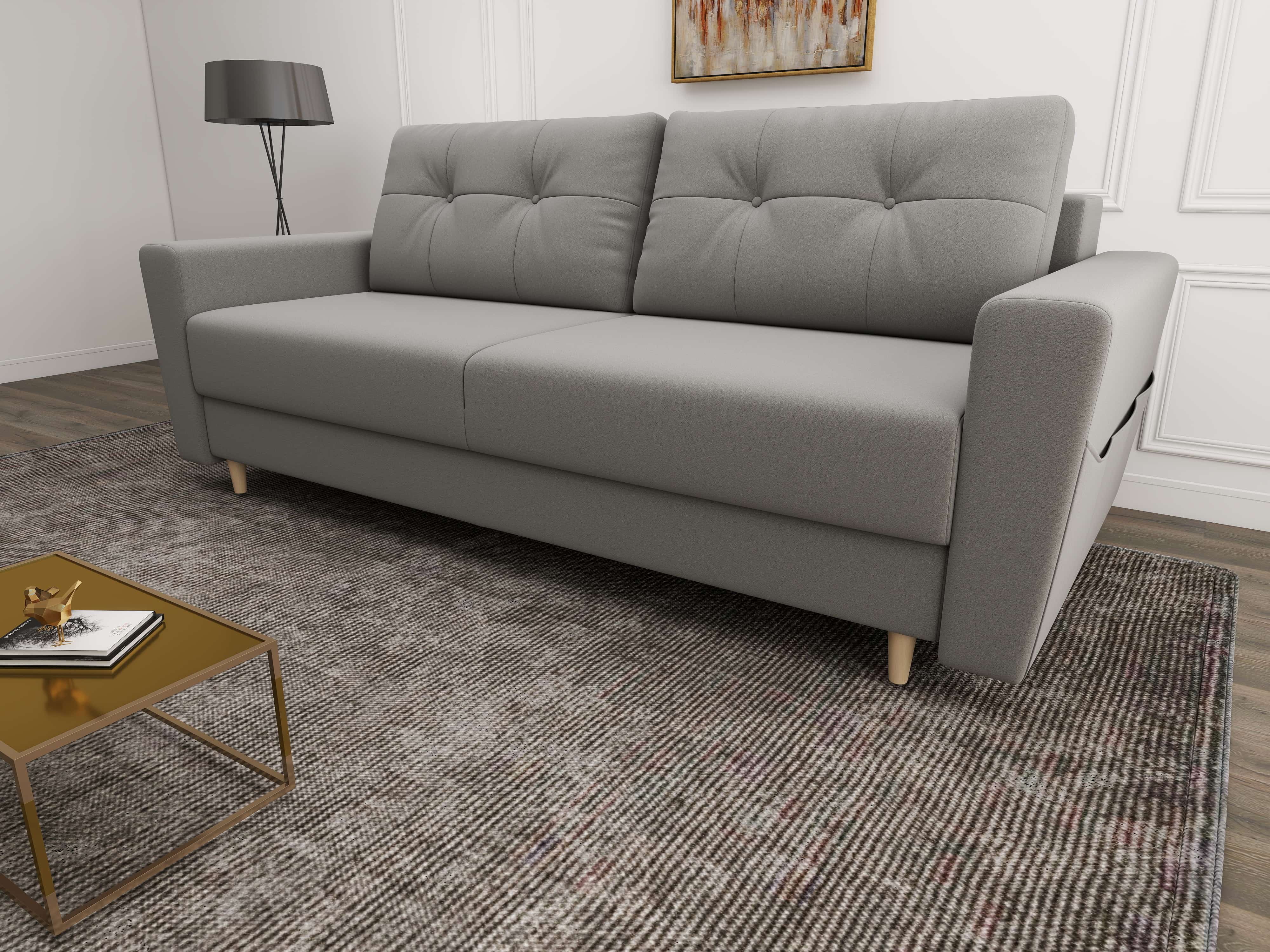 Canapea extensibilă dumonde cu ladă de depozitare si sezut confortabil din spuma HR, Summer Royal Gri 225x100 cm