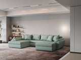 Colțar extensibil dumonde cu ladă de depozitare si sezut confortabil din spuma HR, Loana Enjoy Verde Mint U 355x185 cm Fabrica