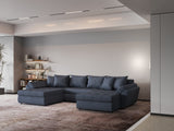 Colțar extensibil dumonde cu ladă de depozitare si sezut confortabil din spuma HR, Loana Grey U 355x185 cm Fabrica