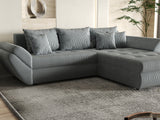 Colțar extensibil dumonde cu ladă de depozitare si sezut confortabil din spuma HR, Loana GREY Zoom II 270x185 cm Fabrica