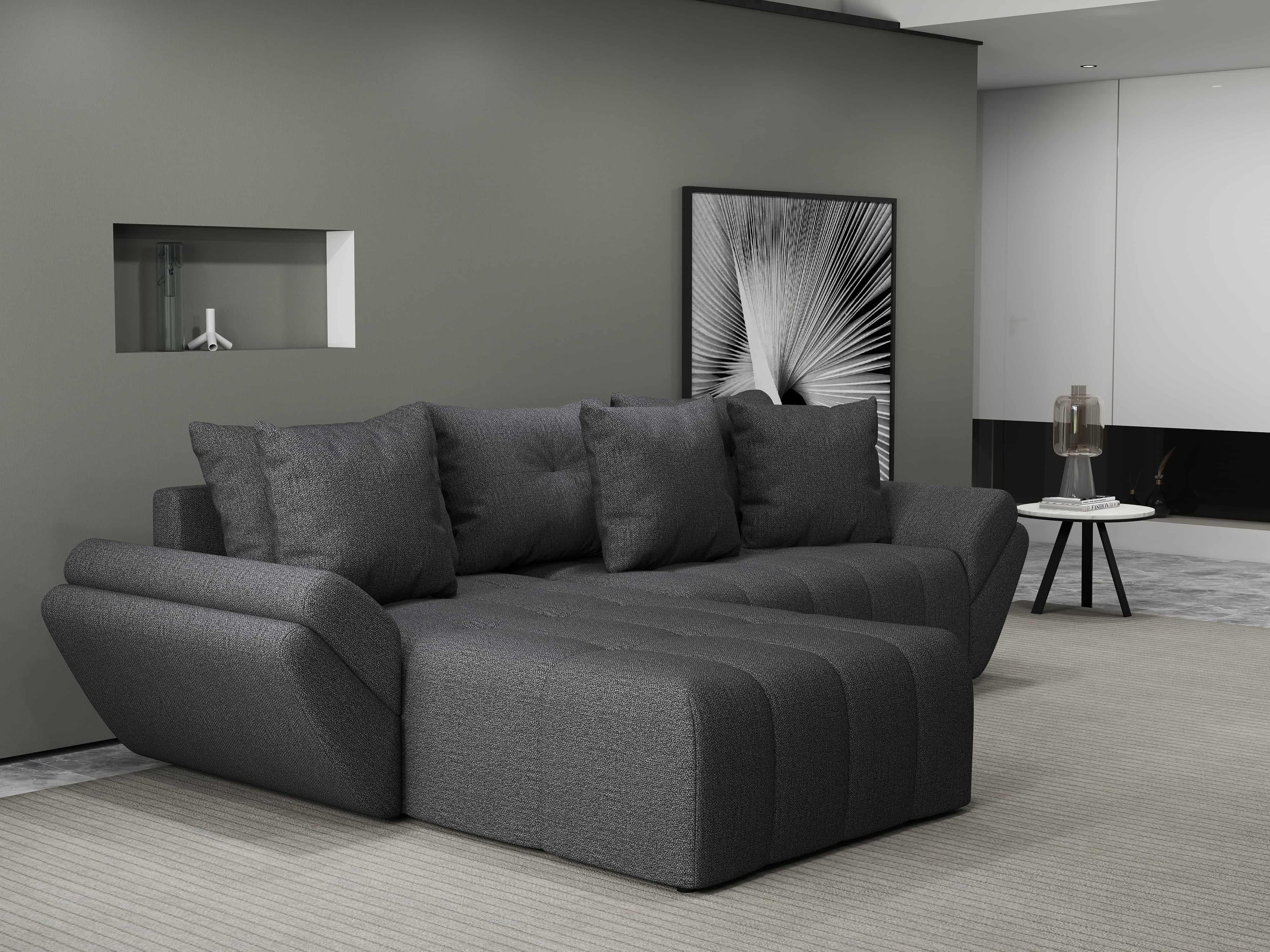 Colțar extensibil dumonde cu ladă de depozitare si sezut confortabil din spuma HR, Berlin Enjoy Gri Grafit 280x185 cm Fabrica