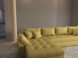 Colțar extensibil dumonde cu ladă de depozitare si sezut confortabil din spuma HR, Loana XL Enjoy Melon 335x185 cm Fabrica