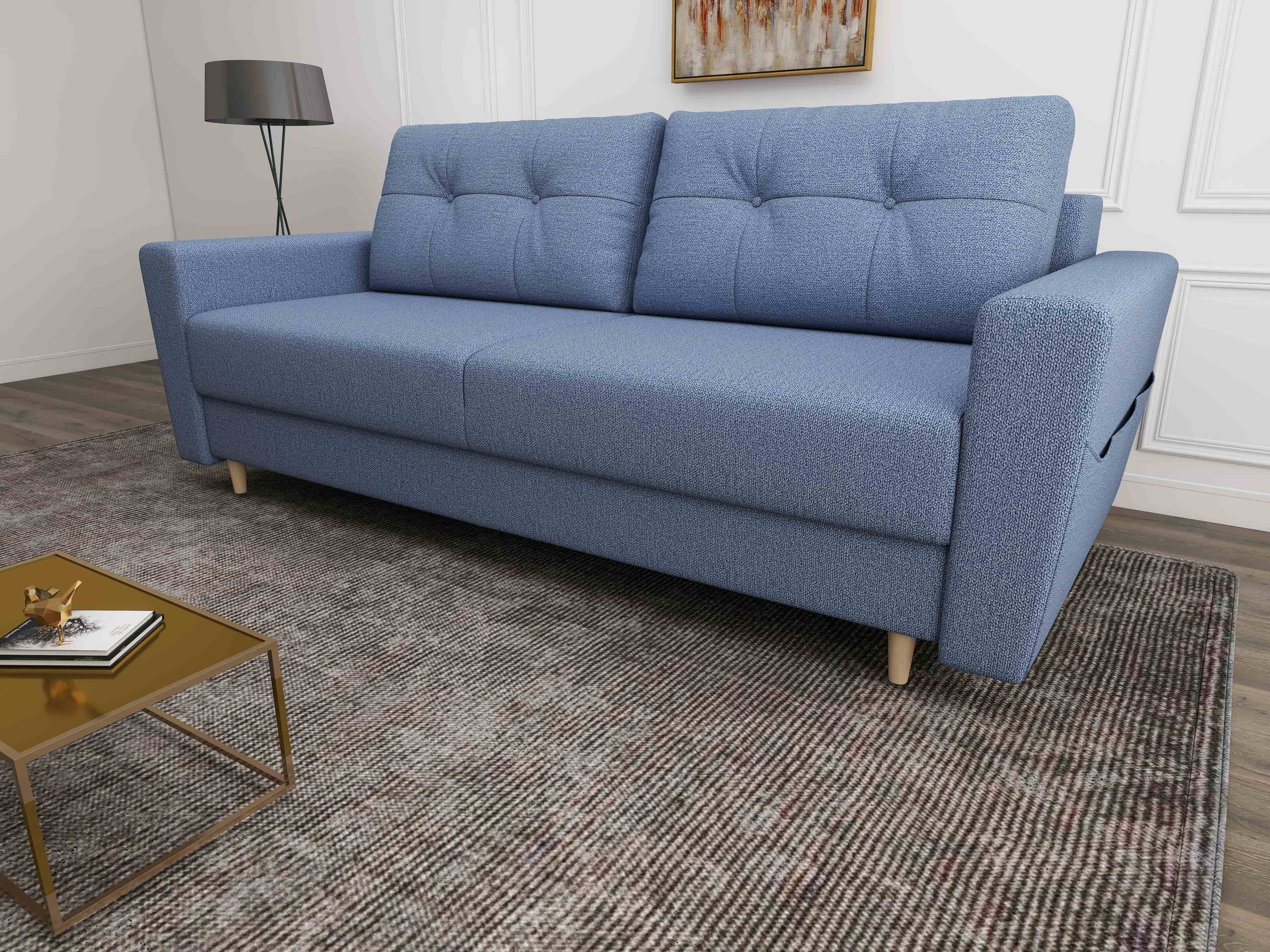 Canapea extensibilă dumonde cu ladă de depozitare si sezut confortabil din spuma HR, Summer Enjoy Albastru 225x100 cm