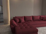 Colțar extensibil dumonde cu ladă de depozitare si sezut confortabil din spuma HR, Loana XL Enjoy Rosu 335x185 cm Fabrica