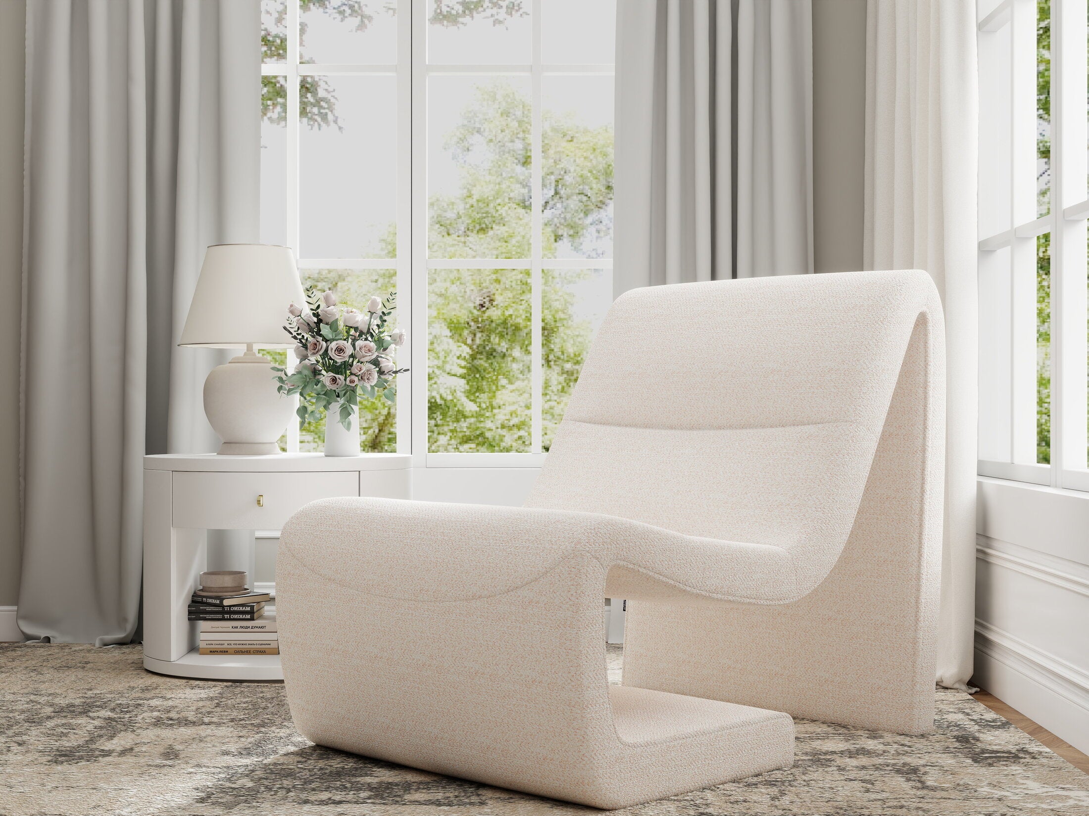 Fotoliu dumonde tapitat Bej modern Noctis 65x92cm