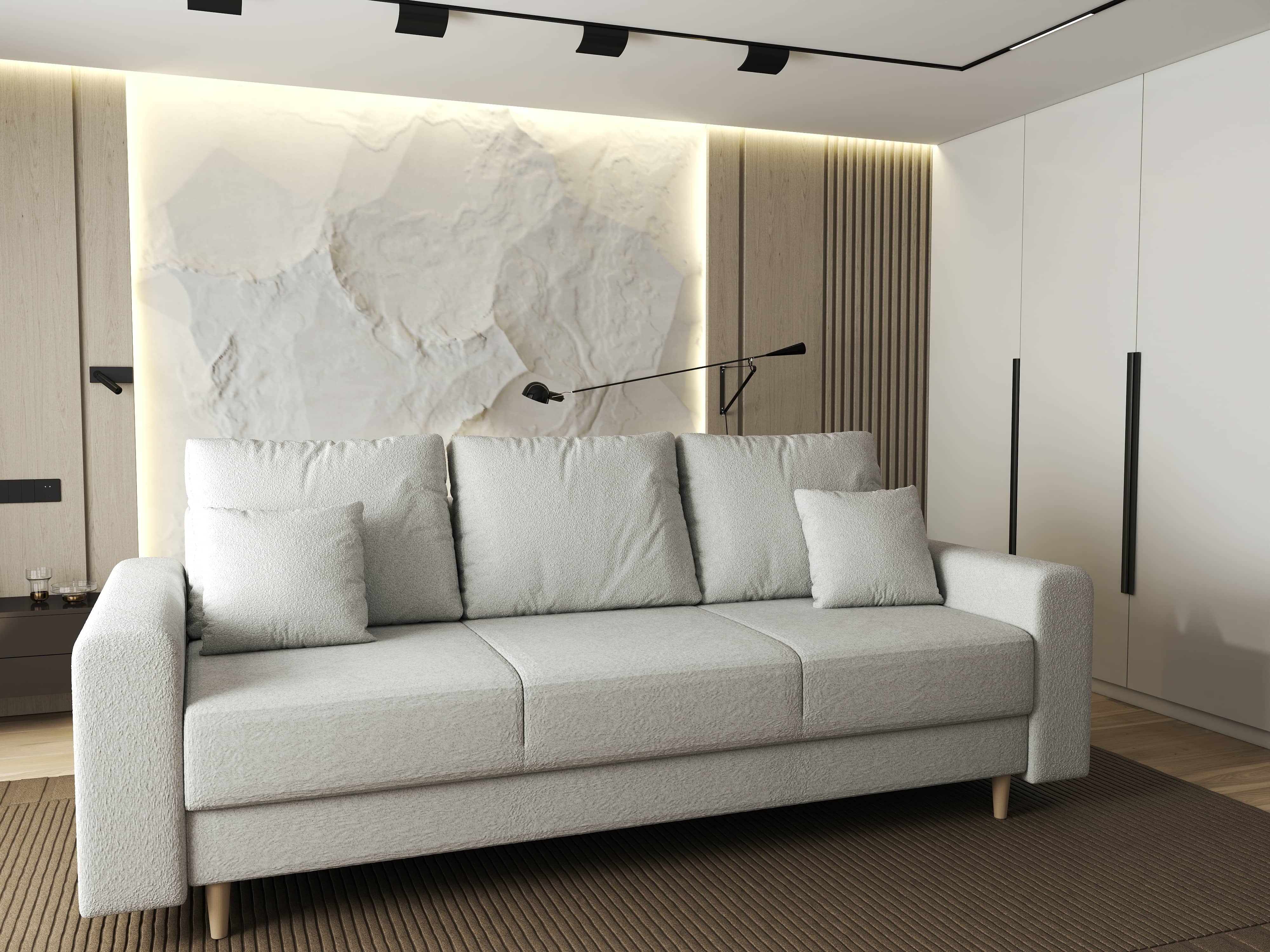 Canapea extensibilă dumonde cu ladă de depozitare si sezut confortabil din spuma HR, Kronos Euphoria Ivory 210x100 cm fabrica