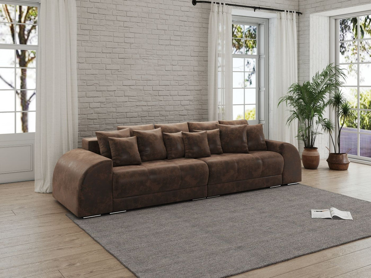 Canapea extensibilă dumonde cu 2 lăzi de depozitare si sezut confortabil din spuma HR, Big Sofa Verona Madagaskar Brown 310x100 cm Fabrica